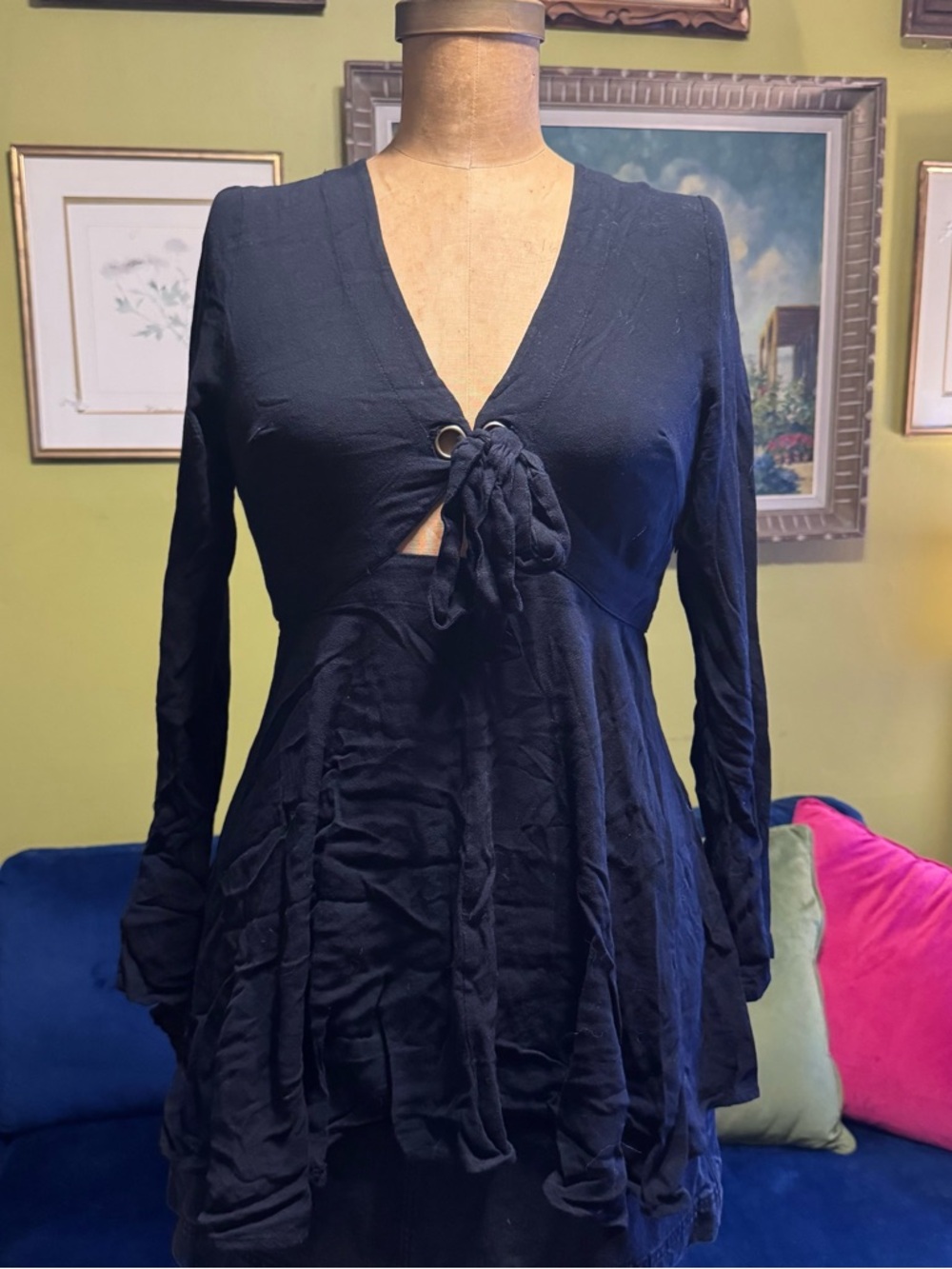 Free people tie front flowy tunic top